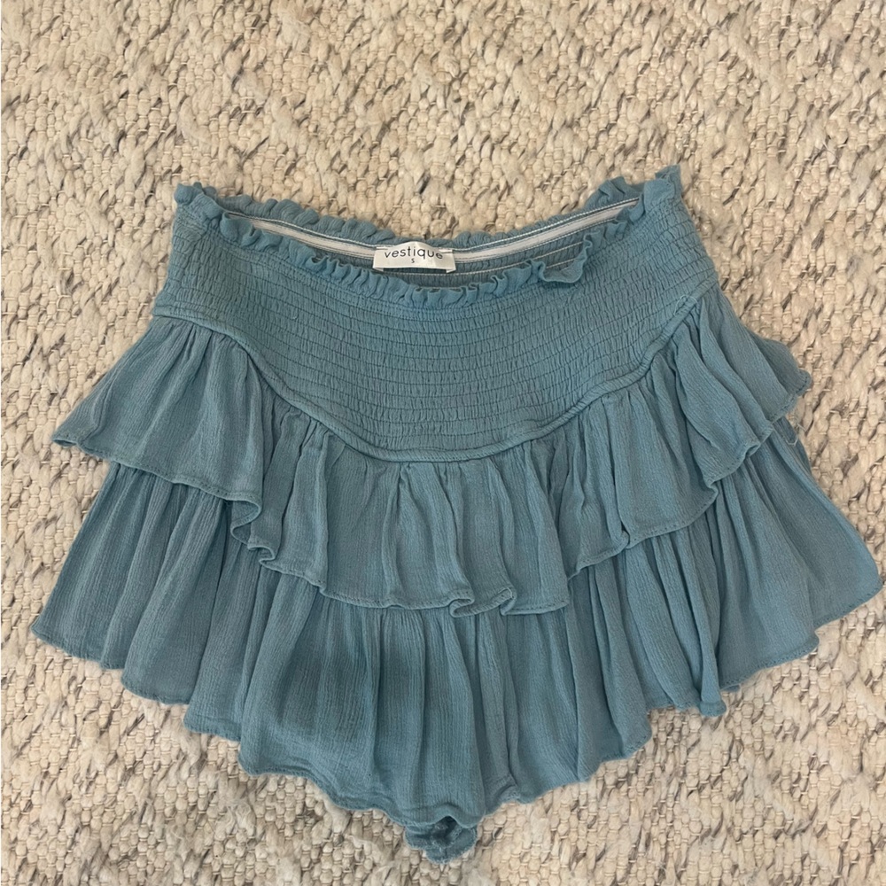Vestique Ruffle Mini Skirt - teal - size S